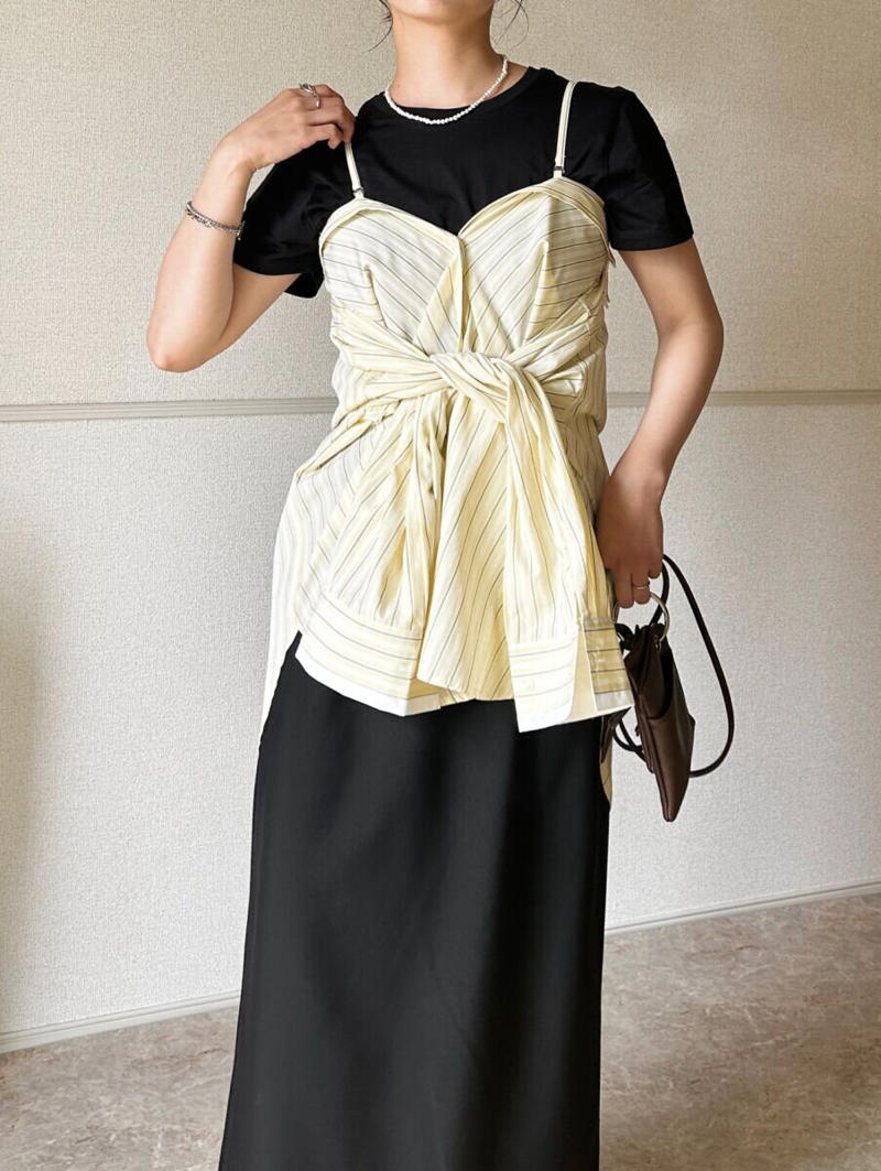 なめらかな肌触り♡スーピマコットンT, Style①シルエットで魅せる、大人バランス, Style②レースでひとさじ、黒Tの抜け感アップ, Style③シャツアレンジで更新。黒Tを爽やかに