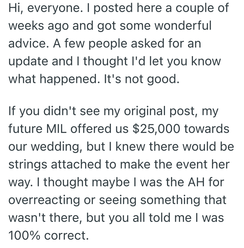 Update: AITAH for refusing a wedding Image 1 of 29, Image 3 of 29, Image 4 of 29, Image 5 of 29, Image 6 of 29, Image 7 of 29, Image 8 of 29, Image 9 of 29, Image 10 of 29, Image 12 of 29, Image 13 of 29, Image 14 of 29, The second post begins here (Image 15 of 29), Image 17 of 29, Image 18 of 29, Image 19 of 29, Image 20 of 29, Image 21 of 29, Image 22 of 29, Image 23 of 29, Image 24 of 29, Image 25 of 29, Image 26 of 29, Image 27 of 29, Image 28 of 29, Image 29 of 29