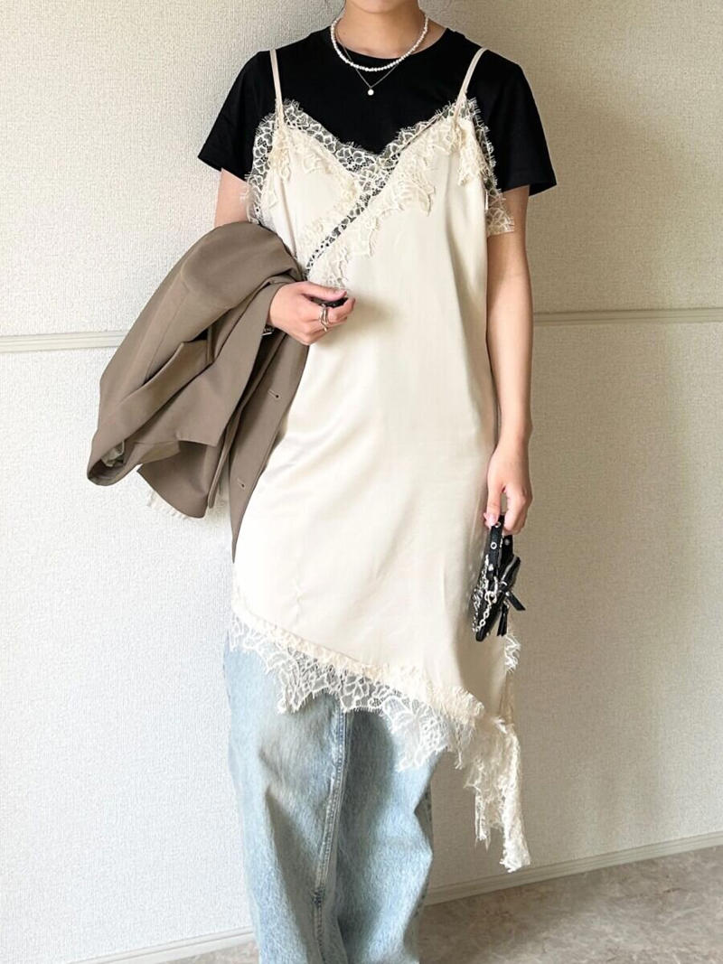 なめらかな肌触り♡スーピマコットンT, Style①シルエットで魅せる、大人バランス, Style②レースでひとさじ、黒Tの抜け感アップ, Style③シャツアレンジで更新。黒Tを爽やかに