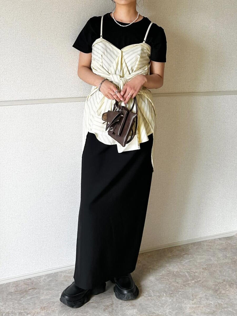 なめらかな肌触り♡スーピマコットンT, Style①シルエットで魅せる、大人バランス, Style②レースでひとさじ、黒Tの抜け感アップ, Style③シャツアレンジで更新。黒Tを爽やかに