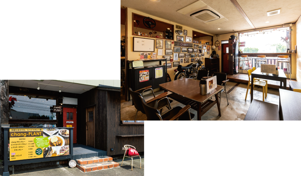 chang-PLANT“オープン20年の「バイクのあるカレー屋」”, あそら食堂“ヘルシーなメニューが並ぶ朝練ライダー人気のカフェ”, カツカレー専門店Bath“内牧温泉でいただく本格カツカレー！”, 山水亭“ライダーに愛される産山村の絶品料理”