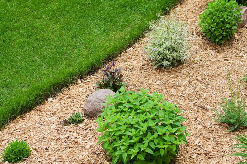 Concrete Pavers, Mulch Chips, Wooden Stakes, Pebble Rocks, Metal Line, Flower Edge
