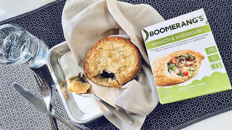 Leave: Boomerang's Spinach & Mushroom Pot Pie Leave: Raised Gluten-Free Vegetable Pot Pie, Leave: Blake's Turkey Pot Pie, Leave: Banquet Beef Pot Pie, Buy: Marie Callender's Plant Based Be'f Pot Pie, Leave: Marie Callender's Creamy Mushroom Chicken Pot Pie, Buy: Boomerang's Mac & Cheese Pot Pie, Buy: Banquet Deep Dish Cheesy Ham & Potato Pot Pie, Leave: Boomerang's Spinach & Mushroom Pot Pie, Leave: Banquet Sausage & Gravy Deep Dish Pot Pie