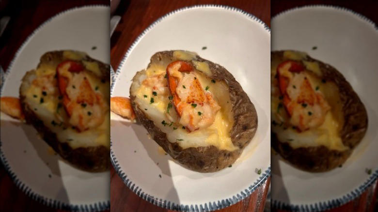 Lobster baked potato Brownie Overboard, Admiral's Feast, Lobster baked potato, Sesame Soy Salmon Bowl