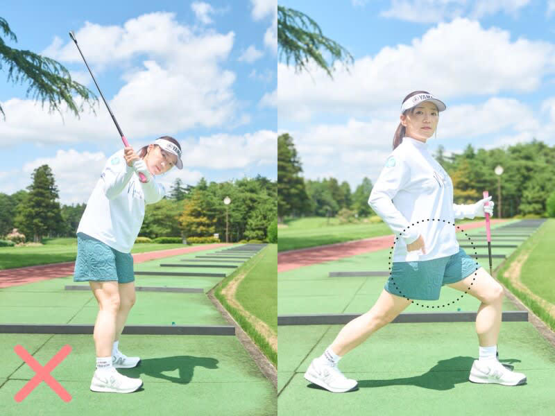 有村智恵、ラウンドに向けた朝の準備を解説！, 有村智恵のプロフィール, 【ほぐす】動的ストレッチで自然に「ほぐす」, ”握らない”グリップで素振りをする, 【広げる】足でクラブを振る感覚を覚える, なるべく遠くにヘッドを上げるイメージが〇, 【締める】広げた可動域を実戦向けに締める, 腸腰筋が縮んでいると腰が伸ばせない, 「段階的練習」で”脳”にラウンドへの準備をうながす, 【片手打ち】手の役割を知るために片手打ちは必須の練習, 始動でコッキングするのが○, 右手は手打ちになりやすい, 左手は軸ズレやワキがあきやすい, 【両手打ち】徐々にスタンス幅を広げながらスイング幅を大きくしていく, トップは前傾角度がキープできるところまで, 有村智恵のプロフィール