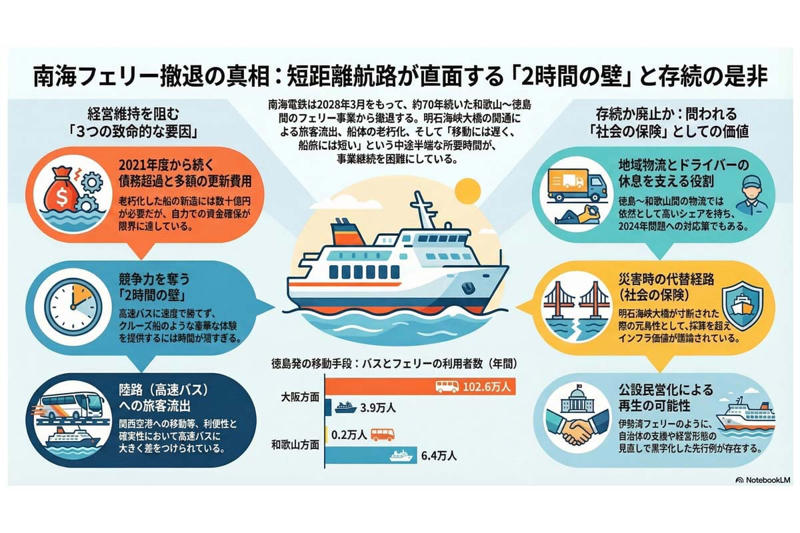 巨大橋開通と航路の役割変化, 鉄道連絡船としての役割, 筆者への反対意見, 民間と公共の対立軸