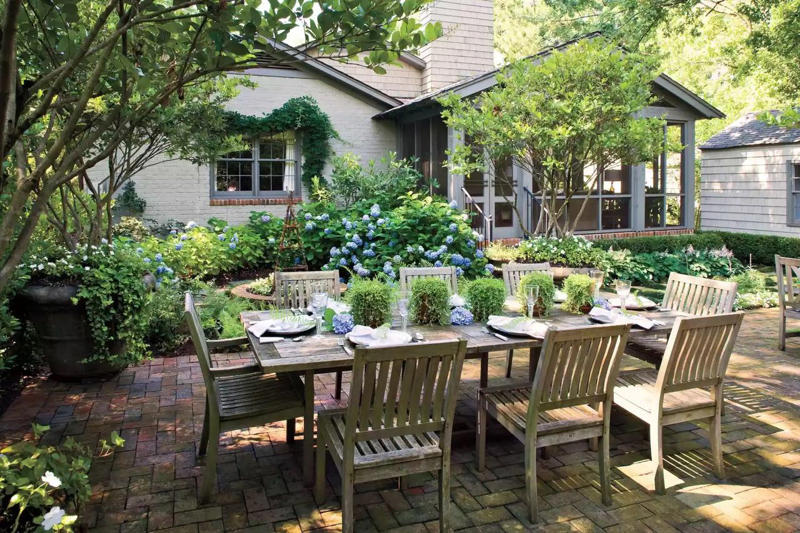 Rustic Campfire Elegance, Combine Purpose, Enhance Summer Blues, Renovate a Deck, Make a Homey Splash, Full Outdoor Dining, Bring the PGA to You, Build-In Your Seating, Transform Greenhouse Sitting, Create a Courtyard, Install a Fountain, Pave the Way, Design a Home While At Home, Elevate Your Pool, Decorate a Pergola, Entrance the Side, Sit Amongst the Trees, Edge Your Flowerbed, Place Seating in the Garden, Install Serenity