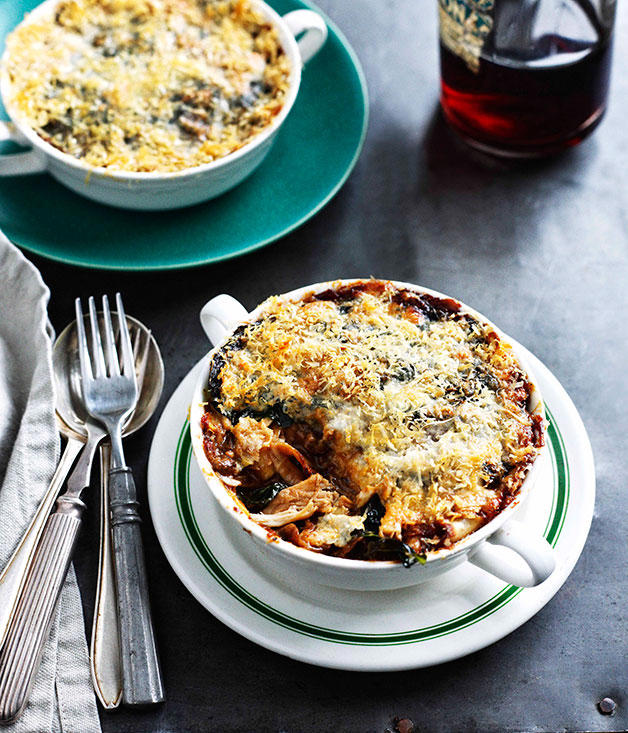 10 of our favourite lasagne recipes for cooler weather: , Sarah Cicolini’s lasagne with romanesco , Matt Breen’s Mum’s lasagne , Rinaldo Di Stasio’s lasagne con aragosta , Lasagne of spinach, polenta and goat’s curd , Lasagne con coniglio e funghi porcini (rabbit and porcini mushroom lasagne)