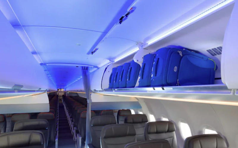 1. Starlink satellite Wi-Fi, 2. L-shaped lockers, 3. Facial recognition for boarding, 4. In-seat ordering, 5. Flat beds… in economy, 6. Live television, 7. Temperature controls, 8. Digital bag tracking, 9. Luxury suites… on smaller planes, 10. Supersonic planes