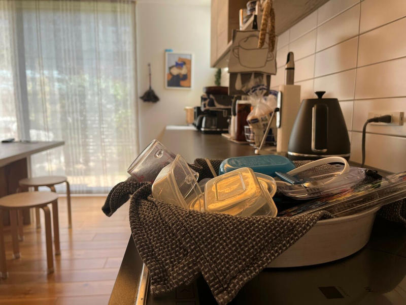 1：洗濯物を畳むのをやめた, 2：子どもの服を表に返して干すのをやめた, 3：食洗機があるのに朝だけ手洗いするのをやめた, 4：排水口の受け皿を手洗いするのをやめた