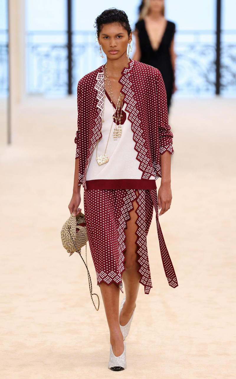 Maya Nazarae walks the runway during the Chanel Cruise 2026/27 on April 28, 2026 in Biarritz, France.