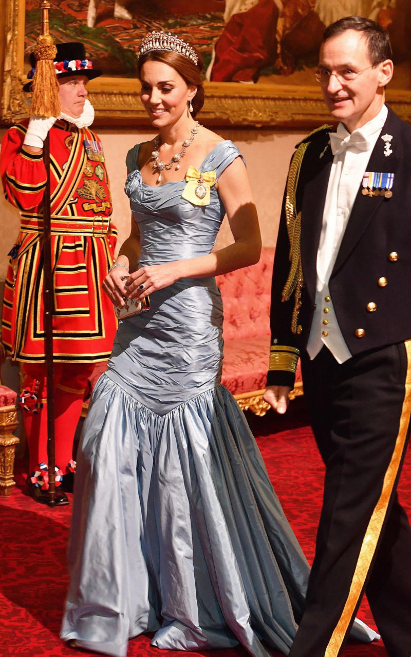 Princess of Wales, Marrying in McQueen, April 2011, The new Duchess in Zara, April 2011, Cowgirl in Canada, July 2011, Alexander McQueen in Los Angeles, July 2011, Hockey in skinny jeans, March 2012, Orchid Jenny Packham dress in Singapore, September 2012, Hockey in McQueen tartan, November 2012, Pretty in (McQueen) pink for Trooping the Colour, June 2013, Leaving hospital with Prince George in Jenny Packham, July 2013, Roland Mouret for Mandela film premiere, December 2013, High street at Ayers Rocks, April 2014, Roksanda in Australia, April 2014, Michael Kors to leave Australia, April 2014, Beulah for a service of commemoration, March 2015, Alexander McQueen for Princess Charlotte’s christening, July 2015, Jenny Packham for China state dinner, October 2015, Hiking in Penelope Chilvers in Bhutan, April 2016, Naeem Khan at the Taj Mahal, April 2016, Jenny Packham in Norfolk, June 2016, Preen in Canada, September 2016, Chanel in Paris, March 2017, Prada for the 20th anniversary of Princess Diana’s death, August 2017, Miu Miu on Christmas Day, December 2017, Erdem at the V&amp;A, October 2018, Alexander McQueen for the Netherlands state dinner, October 2018, Gucci for children’s centre visit, March 2019, Elie Saab at Royal Ascot, June 2019, Diplomatic dressing with William in Pakistan, October 2019, Vintage Oscar de la Renta in Dublin, March 2020, The late Queen’s jewellery at Prince Philip’s funeral, April 2021, Holland Cooper in Scotland, May 2021, Jenny Packham for the premiere of No Time to Die, September 2021, The Vampire’s Wife in Belize, March 2022, Emilia Wickstead at Elizabeth II’s Platinum Jubilee Thanksgiving service, June 2022, Sailing in Holland Cooper shorts, July 2022, A rented dress for the Earthshot Prize, December 2022, Alexander McQueen and Zara at the Baftas, February 2023, Alexander McQueen for the Coronation of King Charles III, May 2023, Order of the Garter in Alessandra Rich and Philip Treacy, June 2023, Andrew Gn for Trooping the Colour, June 2023, Safiyaa at Wimbledon, July 2024, Veronica Beard in cancer recovery video, September 2024, Alexander McQueen for the ‘Together at Christmas’ carol service, December 2024, Dior for the French state visit, July 2025, Phillipa Lepley for US state dinner, September 2025, Suzannah for the installation of the Archbishop of Canterbury, March 2026
