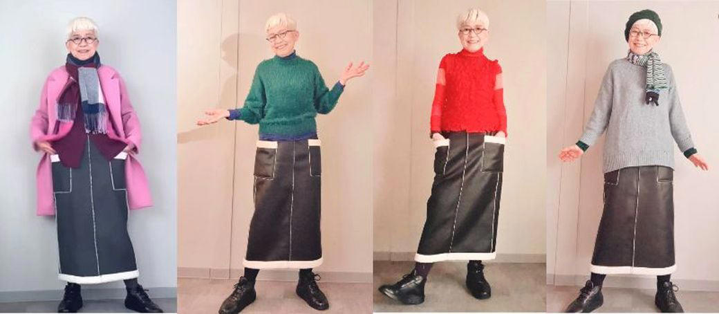 明るい色を着て、気分を上げる, 年金暮らしでもファッションを楽しみたい, メガネが連れてきた髪型, 膝の痛みから解放してくれた靴, お金がないから感性を磨いた, 暮らしはギリギリでも、譲れないこと