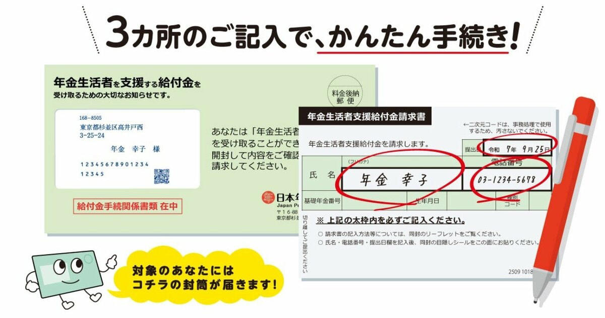 【年金生活者支援給付金】ふつうの年金本体に上乗せで受け取れる人とは？《支給要件》, 老齢年金生活者支援給付金の支給要件《対象となるのはどんな人？》, 障害年金生活者支援給付金の支給要件《対象となるのはどんな人？》, 遺族年金生活者支援給付金の支給要件《対象となるのはどんな人？》, 6月支給分から増える！年金生活者支援給付金の給付基準額は＋3.2%増額へ, 年金生活者支援給付金は「申請しないともらえない」手続き方法を確認！, パターン1：すでに年金受給中で、新たに年金生活者支援給付金の支給対象となった場合, パターン2：新規に老齢年金の受給が始まる人が、年金生活者支援給付金の支給対象となった場合, 翌年以降の請求手続きは原則不要, みんなの年金はいくら？国民年金と厚生年金の「平均月額」と個人差, 厚生年金の平均年金月額, 国民年金の平均年金月額