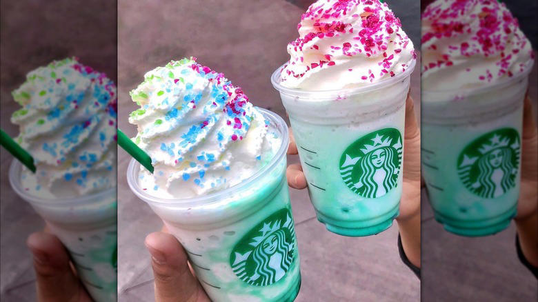 Crystal Ball Frappuccino Strawberry Funnel Cake Frappuccino, Protein Blended Cold Brew, The Witch's Brew Frappuccino, Salted Honey Cold Foam, Tie-Dye Frappuccino, Crystal Ball Frappuccino, Juniper Latte, Zombie Frappuccino, Granitas