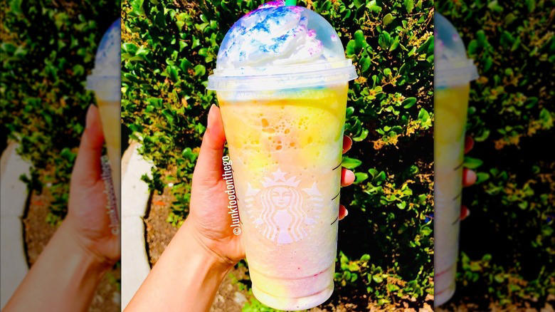 Tie-Dye Frappuccino Strawberry Funnel Cake Frappuccino, Protein Blended Cold Brew, The Witch's Brew Frappuccino, Salted Honey Cold Foam, Tie-Dye Frappuccino, Crystal Ball Frappuccino, Juniper Latte, Zombie Frappuccino, Granitas