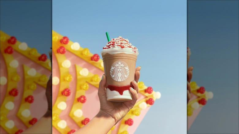Strawberry Funnel Cake Frappuccino Strawberry Funnel Cake Frappuccino, Protein Blended Cold Brew, The Witch's Brew Frappuccino, Salted Honey Cold Foam, Tie-Dye Frappuccino, Crystal Ball Frappuccino, Juniper Latte, Zombie Frappuccino, Granitas