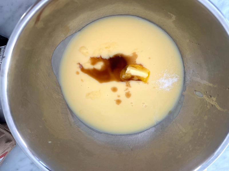 My pudding began to bubble at the five-minute mark., Then I began making the Chantilly cream., Meghan's dessert has a beautiful presentation., I would make Meghan's Chantilly Lili again, especially for Mother's Day.