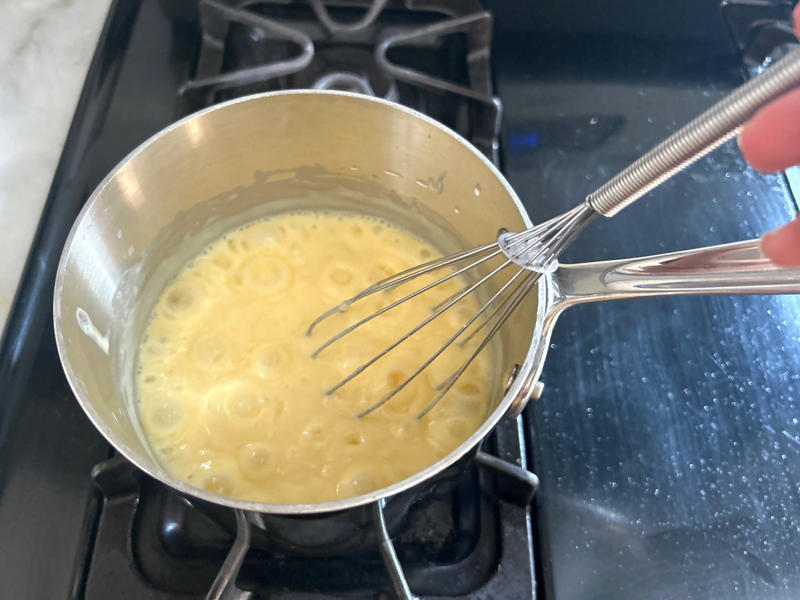 My pudding began to bubble at the five-minute mark., Then I began making the Chantilly cream., Meghan's dessert has a beautiful presentation., I would make Meghan's Chantilly Lili again, especially for Mother's Day.