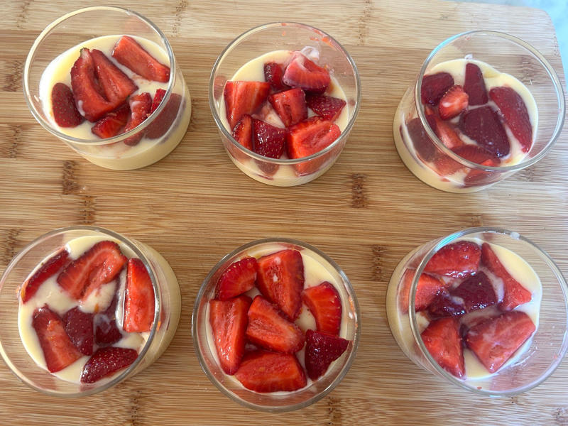 My pudding began to bubble at the five-minute mark., Then I began making the Chantilly cream., Meghan's dessert has a beautiful presentation., I would make Meghan's Chantilly Lili again, especially for Mother's Day.