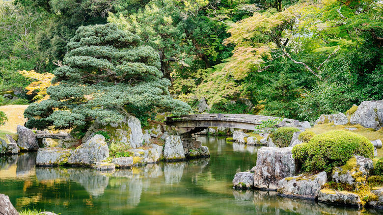 Garden tips: limit your palette Koko: the austere beauty of maturity, Kanso: simplicity, Shizen: authentic naturalness, Fukinsei: asymmetry, Yugen: subtle hints at mystery, Datsuzoku: the magic of surprise, Seijaku: quietude and solitude, Types of Japanese gardens: the courtyard garden, Types of Japanese gardens: the tea garden, Elements of the garden: stone, Elements of the garden: water, Elements of the garden: plants, Garden tips: limit your palette, Garden tips: the path is the destination, Garden tips: the mystery is the message, Garden tips: model only the best of the natural world, Garden tips: use overlapping shapes and elements, Garden tips: mimic the landscape, Garden tips: use native plants natively