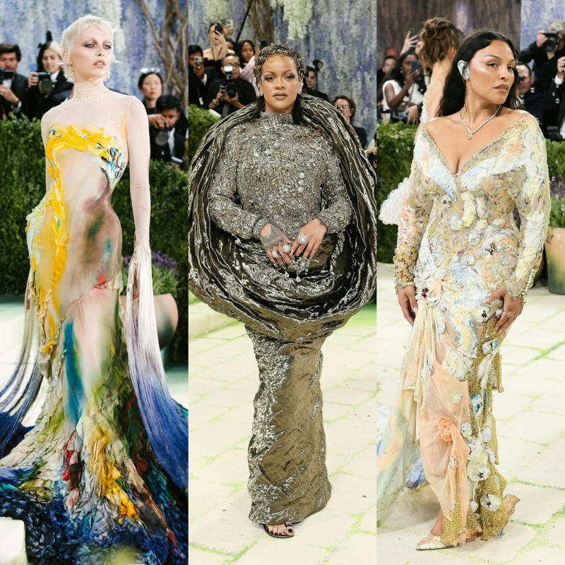 Emma Chamberlain in Mugler, Yseult in Harris Reed, Gracie Abrams in Chanel, Paloma Elsesser in Bureau of Imagination, Hunter Schafer in Prada, Chase Infiniti in Thom Browne, Alex Consani in Gucci, Louisa Jacobson in Dilara Findikoglu, María Zardoya in McQueen, Isla Johnston in Loewe, Tessa Thompson in Valentino, Rihanna in Maison Margiela Artisanal