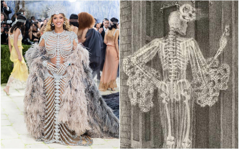 Heidi Klum as the Veiled Vestal, Kendall Jenner as the Winged Victory of Samothrace, Madonna (and friends) as the Temptation of Saint Anthony, The Temptation of Saint Anthony by Leonora Carrington, Gracie Abrams as Gustav Klimt’s Adele Bloch-Bauer, Hunter Schafer as Gustav Klimt’s Mäda Primavesi, Kylie Jenner as Venus de Milo, Venus Williams as herself, Kim Kardashian in a breastplate by Allen Jones, Hailey Bieber in Saint Laurent, Beyoncé as Caroline Durieux’s Visitor, Rosé as Georges Braque’s the Birds, Rachel Zegler as Paul Delaroche’s the Execution of Lady Jane Grey, Sabrina Carpenter as Sabrina, Sabrina Carpenter as Andy Warhol’s Marilyn Monroe, Charli XCX as Van Gogh’s Irises, Alexa Chung as Monet’s Water Lilies, Ashley Graham as Hestia, Emma Chamberlain in Mugler