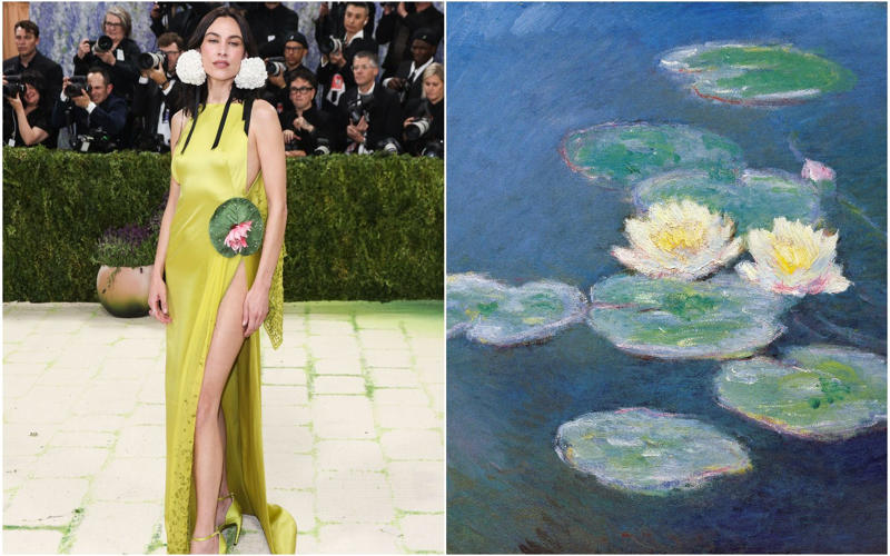 Heidi Klum as the Veiled Vestal, Kendall Jenner as the Winged Victory of Samothrace, Madonna (and friends) as the Temptation of Saint Anthony, The Temptation of Saint Anthony by Leonora Carrington, Gracie Abrams as Gustav Klimt’s Adele Bloch-Bauer, Hunter Schafer as Gustav Klimt’s Mäda Primavesi, Kylie Jenner as Venus de Milo, Venus Williams as herself, Kim Kardashian in a breastplate by Allen Jones, Hailey Bieber in Saint Laurent, Beyoncé as Caroline Durieux’s Visitor, Rosé as Georges Braque’s the Birds, Rachel Zegler as Paul Delaroche’s the Execution of Lady Jane Grey, Sabrina Carpenter as Sabrina, Sabrina Carpenter as Andy Warhol’s Marilyn Monroe, Charli XCX as Van Gogh’s Irises, Alexa Chung as Monet’s Water Lilies, Ashley Graham as Hestia, Emma Chamberlain in Mugler