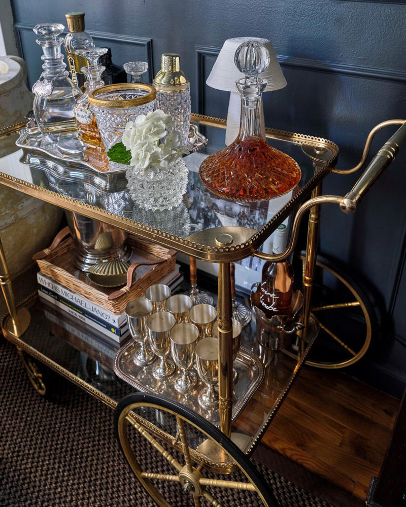 The Busy Wallpaper in My Bedroom, The Expansive Gallery Wall in My Bedroom, Navy Paint in the Living Room, Excess Furniture, An Exposed Bar Cart