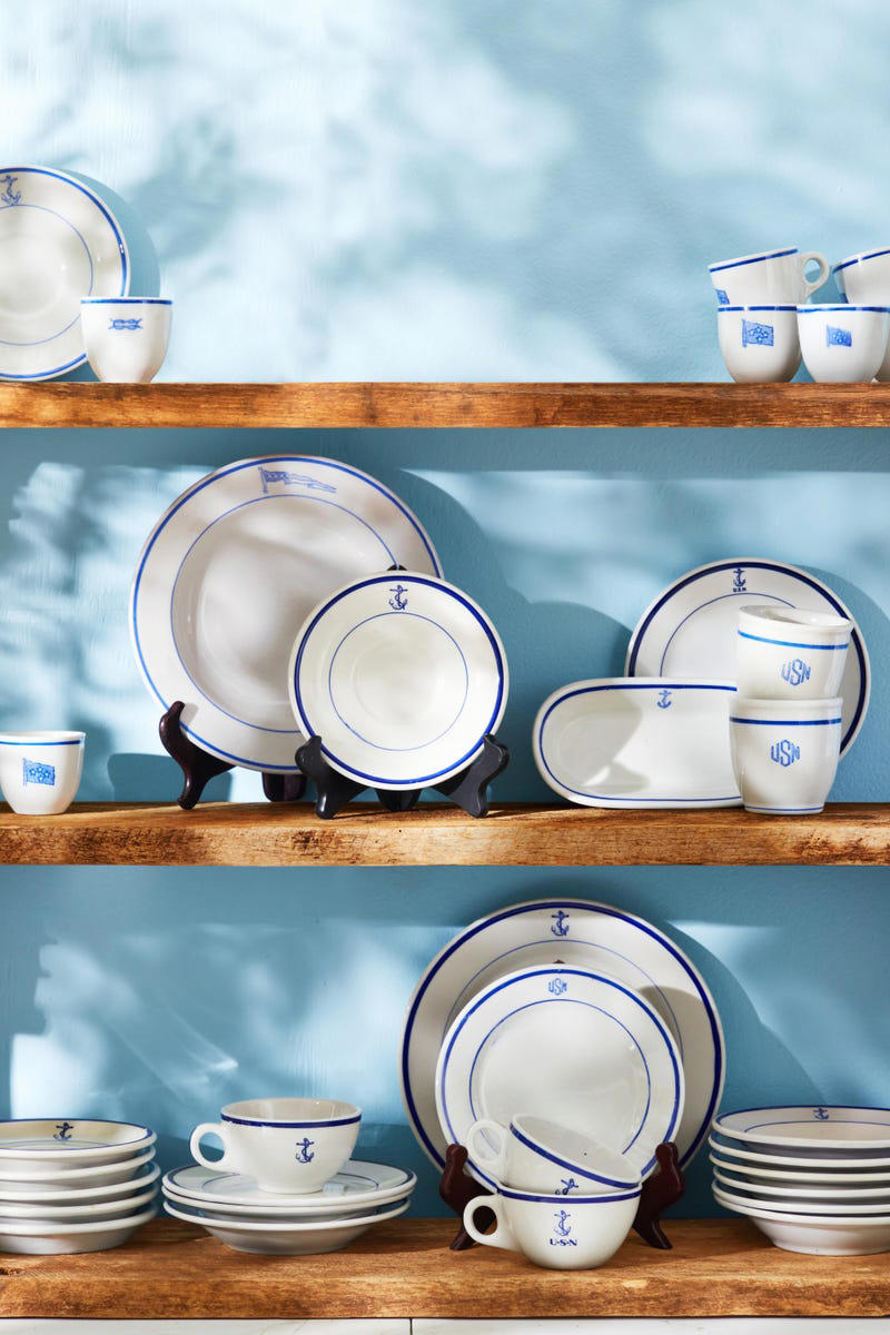 U.S. Navy Serveware, English Feather-Edge Pieces, Vintage China Patterns, Trompe L’oeil Plates, Yacht Club China, Statement Serveware, 18th-Century Chinese Export