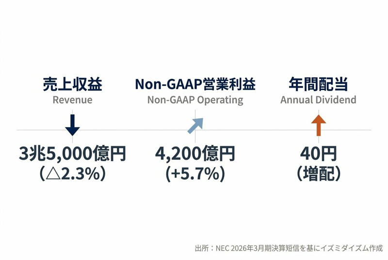 TOPIXを大きくアウトパフォームしたNECの株価動向, 【NEC】利益が「4割増」を続ける驚異の決算ハイライト, 市場はどう見るか？「減収増益」の今期予想, 成長の主役交代：ITサービスから「社会インフラ」へ, 投資家必見！NEC株の正しい追い方