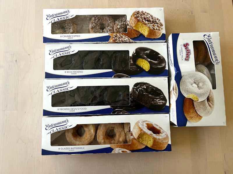 7. Entenmann's Rich Frosted Donuts, 6. Entenmann's Cinnamon Donuts , 5. Entenmann's Powdered Donuts, 4. Entenmann's Devil's Food Donuts, 3. Entenmann's Plain Donuts , 2. Entenmann's Buttermilk Glazed Donuts , 1. Entenmann's Crumb-Topped Donuts