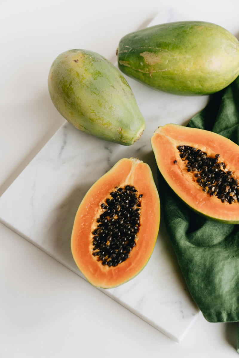 Papaya: Papayas are often artificially ripened to speed up sale. Allow papayas to ripen at home until they soften and develop a sweet aroma.