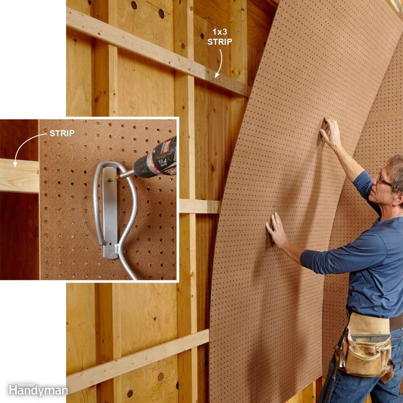 How to Mount Pegboard Walls Garage Overhead Storage, Easy Overhead Garage Storage, Garage Storage Tubes, Gladiator GearTrack, Sports Equipment Storage, Customizable Wall of Storage in One Weekend, Don't Waste the High Space, Upcycled Garage Storage Idea, Beyond Hardboard, How to Mount Pegboard Walls, Ball Storage, Pegboard Cubbyholes, Pegboard Shelves