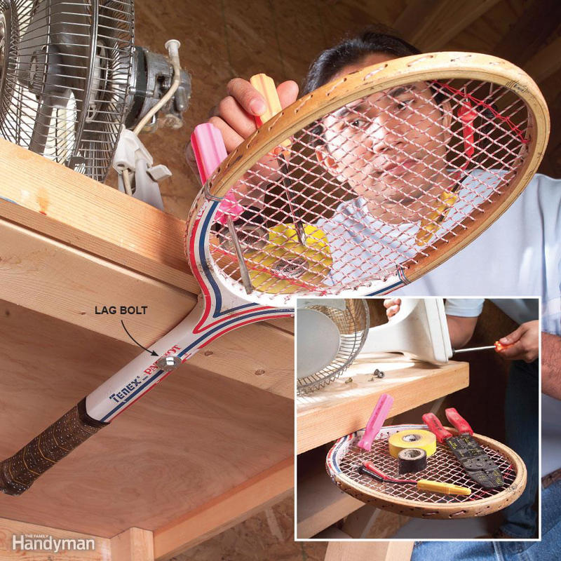 Racquet Caddy Garage Overhead Storage, Easy Overhead Garage Storage, Garage Storage Tubes, Gladiator GearTrack, Sports Equipment Storage, Customizable Wall of Storage in One Weekend, Don't Waste the High Space, Upcycled Garage Storage Idea, Beyond Hardboard, How to Mount Pegboard Walls, Ball Storage, Pegboard Cubbyholes, Pegboard Shelves