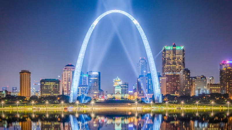 St. Louis 48. Massachusetts, 47. Washington, 45. Utah, 44. New Jersey, 43. Oregon, 41. Montana, 40. Rhode Island, 39. Idaho, 37. Arizona, 36. New York, 35. Maryland, 33. Connecticut, 32. Virginia, 31. Maine, 29. Delaware, 28. Alaska, 27. Wyoming, 25. North Carolina, 24. Georgia, 23. Tennessee, 21. New Mexico, 20. South Dakota, 19. South Carolina, 17. Pennsylvania, 16. Illinois, 15. North Dakota, 13. Missouri, 12. Indiana, 11. Michigan, 9. Alabama, 8. Kansas, 5. Arkansas, 4. Kentucky, 3. Louisiana, 2. Mississippi