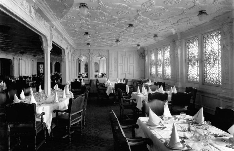 First class: dining saloon The Titanic's tragic tale, The creation of a legend, Building the Titanic, The ship of dreams sets sail, A shocking near miss, Heading into history, First class: the grand staircase, First class: dining saloon, First class: a la carte restaurant, First class: Veranda café and Palm Court, First class: keeping fit, First class: the Turkish baths, First class: swimming pool, First class: smoking room, First class: reading and writing room, First class: staterooms, First class: the super-rich passengers, Second class: staterooms, Second class: elevators, Second class: facilities, Second class: promenade deck chairs, Steerage: staterooms, Steerage: dining room, Steerage: smoking room, SS Mesaba sends a warning, "Iceberg right ahead", Extreme peril, To the lifeboats, The final plunge, Carpathia to the rescue, Survivors on the Carpathia, The iceberg that sank the Titanic?, Everyone saved?, The rescue ships, What happened to the crew?, Captain E.J Smith, 'The greatest coward in history', The inquiries, Raise the Titanic?, Finding the ship, Exploring the wreck, Treasures from the seabed, Tragic search for Titanic wreck, Titanic's lost sister, Suite dreams, No more replica