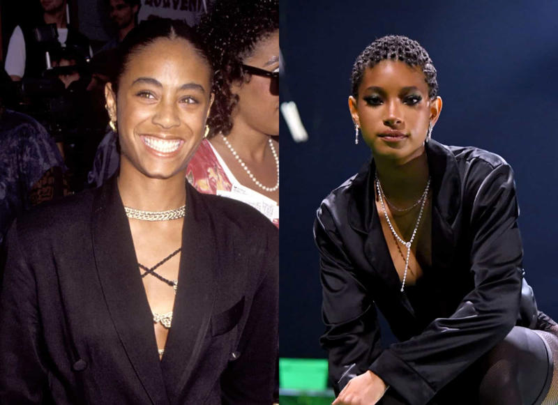 Jada Pinkett Smith and Willow Smith Madonna and Lourdes Leon, Vanessa Paradis and Lily-Rose Depp, Meryl Streep and Grace Gummer, Kennya Baldwin and Hailey Bieber, Kris Jenner and Kim Kardashian, Blythe Danner and Gwyneth Paltrow, Jerry Hall and Georgia May Jagger, Angelina Jolie and Shiloh Jolie-Pitt, Diana Ross and Tracee Ellis Ross, Carrie Fisher and Billie Lourd, Catherine Zeta-Jones and Carys Douglas, Courtney Love and Frances Bean Cobain, Jada Pinkett Smith and Willow Smith