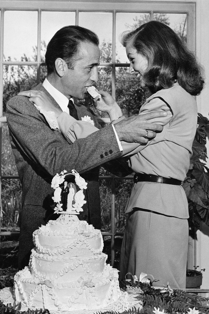 1945: Humphrey Bogart and Lauren Bacall 1930: Dolores del Río and Cedric Gibbons, 1934: Ginger Rogers and Lew Ayres, 1937: Ingrid Bergman and Petter Lindstrom, 1943: Jean-Pierre Aumont and Maria Montez, 1944: Bill Robinson and Elaine Plaines, 1945: Humphrey Bogart and Lauren Bacall, 1945: Shirley Temple and John Agar, 1945: Judy Garland and Vincente Minnelli, 1945: Bette Davis and William Grant Sherry, 1946: Jackie Robinson and Rachel Isum, 1947: Josephine Baker and Jo Bouillon, 1947: Carmen Miranda and David Alfred Sebastian, 1948: Nat King Cole and Maria Hawkins, 1949: Prince Aly Khan and Rita Hayworth, 1949: Lucille Ball and Desi Arnaz, 1950: Conrad Hilton and Elizabeth Taylor, 1951: Tony Curtis and Janet Leigh, 1951: Shah Mohammad Reza Pahlavi and Queen Soraya, 1952: Roger Vadim and Brigitte Bardot, 1952: Elizabeth Taylor and Michael Wilding, 1953: JFK and Jacqueline Kennedy, 1954: Audrey Hepburn and Mel Ferrer, 1954: Joe DiMaggio and Marilyn Monroe, 1955: Joan Crawford and Alfred Steele, 1955: Debbie Reynolds and Eddie Fisher, 1955: Rock Hudson and Phyllis Gates, 1956: Arthur Miller and Marilyn Monroe, 1956: Prince Rainier of Monaco and Grace Kelly, 1957: Sophia Loren and Carlo Ponti, 1957: Robert Wagner and Natalie Wood, 1958: Jayne Mansfield and Mickey Hargitay, 1959: Julie Andrews and Tony Walton, 1959: Dorothy Dandridge and Jack Denison, 1959: Jacques Charrier and Brigitte Bardot, 1960: Eartha Kitt and William McDonald, 1960: Princess Margaret and Antony Armstrong-Jones, 1961: Ginger Rogers and William Marshall, 1961: Lucille Ball and Gary Morton, 1962: Nancy Kwan and Peter Pock, 1964: Elizabeth Taylor and Richard Burton, 1965: Judy Garland and Mark Herron, 1966: Frank Sinatra and Mia Farrow, 1967: Jane Fonda and Roger Vadim, 1967: Elvis Presley and Priscilla Presley, 1968: Sharon Tate and Roman Polanski, 1969: Audrey Hepburn and Andrea Dotti, 1971: Bianca Jagger and Mick Jagger, 1978: Aretha Franklin and Glynn Turman, 1981: Princess Diana and Prince Charles, 1987: Diahann Carroll and Vic Damone