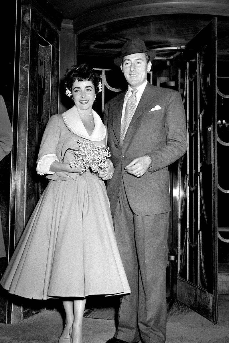 1952: Elizabeth Taylor and Michael Wilding 1930: Dolores del Río and Cedric Gibbons, 1934: Ginger Rogers and Lew Ayres, 1937: Ingrid Bergman and Petter Lindstrom, 1943: Jean-Pierre Aumont and Maria Montez, 1944: Bill Robinson and Elaine Plaines, 1945: Humphrey Bogart and Lauren Bacall, 1945: Shirley Temple and John Agar, 1945: Judy Garland and Vincente Minnelli, 1945: Bette Davis and William Grant Sherry, 1946: Jackie Robinson and Rachel Isum, 1947: Josephine Baker and Jo Bouillon, 1947: Carmen Miranda and David Alfred Sebastian, 1948: Nat King Cole and Maria Hawkins, 1949: Prince Aly Khan and Rita Hayworth, 1949: Lucille Ball and Desi Arnaz, 1950: Conrad Hilton and Elizabeth Taylor, 1951: Tony Curtis and Janet Leigh, 1951: Shah Mohammad Reza Pahlavi and Queen Soraya, 1952: Roger Vadim and Brigitte Bardot, 1952: Elizabeth Taylor and Michael Wilding, 1953: JFK and Jacqueline Kennedy, 1954: Audrey Hepburn and Mel Ferrer, 1954: Joe DiMaggio and Marilyn Monroe, 1955: Joan Crawford and Alfred Steele, 1955: Debbie Reynolds and Eddie Fisher, 1955: Rock Hudson and Phyllis Gates, 1956: Arthur Miller and Marilyn Monroe, 1956: Prince Rainier of Monaco and Grace Kelly, 1957: Sophia Loren and Carlo Ponti, 1957: Robert Wagner and Natalie Wood, 1958: Jayne Mansfield and Mickey Hargitay, 1959: Julie Andrews and Tony Walton, 1959: Dorothy Dandridge and Jack Denison, 1959: Jacques Charrier and Brigitte Bardot, 1960: Eartha Kitt and William McDonald, 1960: Princess Margaret and Antony Armstrong-Jones, 1961: Ginger Rogers and William Marshall, 1961: Lucille Ball and Gary Morton, 1962: Nancy Kwan and Peter Pock, 1964: Elizabeth Taylor and Richard Burton, 1965: Judy Garland and Mark Herron, 1966: Frank Sinatra and Mia Farrow, 1967: Jane Fonda and Roger Vadim, 1967: Elvis Presley and Priscilla Presley, 1968: Sharon Tate and Roman Polanski, 1969: Audrey Hepburn and Andrea Dotti, 1971: Bianca Jagger and Mick Jagger, 1978: Aretha Franklin and Glynn Turman, 1981: Princess Diana and Prince Charles, 1987: Diahann Carroll and Vic Damone