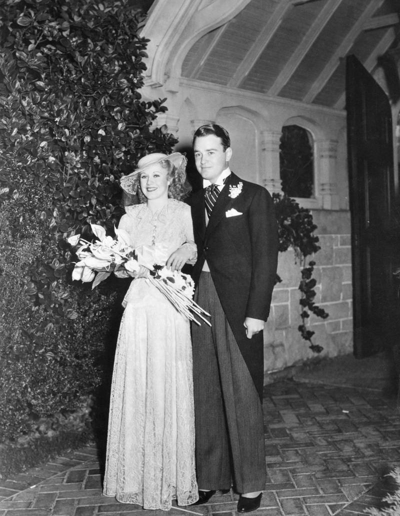 1934: Ginger Rogers and Lew Ayres 1930: Dolores del Río and Cedric Gibbons, 1934: Ginger Rogers and Lew Ayres, 1937: Ingrid Bergman and Petter Lindstrom, 1943: Jean-Pierre Aumont and Maria Montez, 1944: Bill Robinson and Elaine Plaines, 1945: Humphrey Bogart and Lauren Bacall, 1945: Shirley Temple and John Agar, 1945: Judy Garland and Vincente Minnelli, 1945: Bette Davis and William Grant Sherry, 1946: Jackie Robinson and Rachel Isum, 1947: Josephine Baker and Jo Bouillon, 1947: Carmen Miranda and David Alfred Sebastian, 1948: Nat King Cole and Maria Hawkins, 1949: Prince Aly Khan and Rita Hayworth, 1949: Lucille Ball and Desi Arnaz, 1950: Conrad Hilton and Elizabeth Taylor, 1951: Tony Curtis and Janet Leigh, 1951: Shah Mohammad Reza Pahlavi and Queen Soraya, 1952: Roger Vadim and Brigitte Bardot, 1952: Elizabeth Taylor and Michael Wilding, 1953: JFK and Jacqueline Kennedy, 1954: Audrey Hepburn and Mel Ferrer, 1954: Joe DiMaggio and Marilyn Monroe, 1955: Joan Crawford and Alfred Steele, 1955: Debbie Reynolds and Eddie Fisher, 1955: Rock Hudson and Phyllis Gates, 1956: Arthur Miller and Marilyn Monroe, 1956: Prince Rainier of Monaco and Grace Kelly, 1957: Sophia Loren and Carlo Ponti, 1957: Robert Wagner and Natalie Wood, 1958: Jayne Mansfield and Mickey Hargitay, 1959: Julie Andrews and Tony Walton, 1959: Dorothy Dandridge and Jack Denison, 1959: Jacques Charrier and Brigitte Bardot, 1960: Eartha Kitt and William McDonald, 1960: Princess Margaret and Antony Armstrong-Jones, 1961: Ginger Rogers and William Marshall, 1961: Lucille Ball and Gary Morton, 1962: Nancy Kwan and Peter Pock, 1964: Elizabeth Taylor and Richard Burton, 1965: Judy Garland and Mark Herron, 1966: Frank Sinatra and Mia Farrow, 1967: Jane Fonda and Roger Vadim, 1967: Elvis Presley and Priscilla Presley, 1968: Sharon Tate and Roman Polanski, 1969: Audrey Hepburn and Andrea Dotti, 1971: Bianca Jagger and Mick Jagger, 1978: Aretha Franklin and Glynn Turman, 1981: Princess Diana and Prince Charles, 1987: Diahann Carroll and Vic Damone