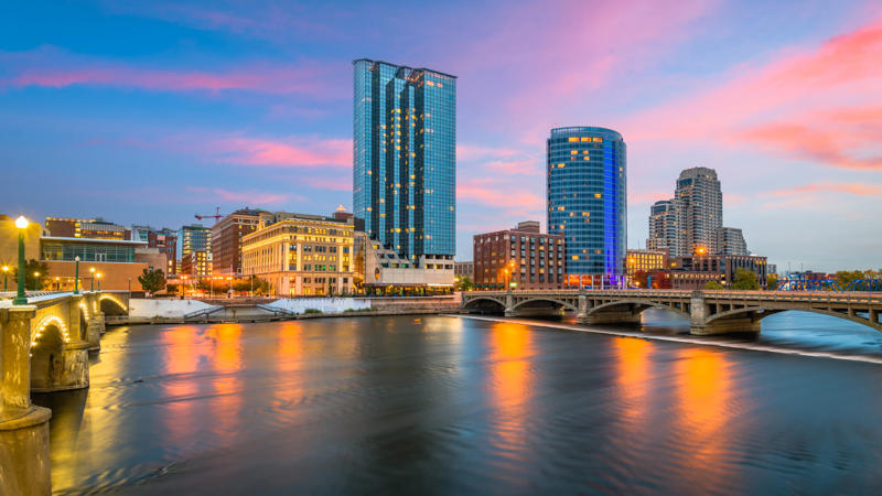 Grand Rapids, Michigan 48. Massachusetts, 47. Washington, 45. Utah, 44. New Jersey, 43. Oregon, 41. Montana, 40. Rhode Island, 39. Idaho, 37. Arizona, 36. New York, 35. Maryland, 33. Connecticut, 32. Virginia, 31. Maine, 29. Delaware, 28. Alaska, 27. Wyoming, 25. North Carolina, 24. Georgia, 23. Tennessee, 21. New Mexico, 20. South Dakota, 19. South Carolina, 17. Pennsylvania, 16. Illinois, 15. North Dakota, 13. Missouri, 12. Indiana, 11. Michigan, 9. Alabama, 8. Kansas, 5. Arkansas, 4. Kentucky, 3. Louisiana, 2. Mississippi
