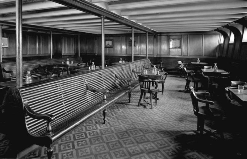 Steerage: smoking room The Titanic's tragic tale, The creation of a legend, Building the Titanic, The ship of dreams sets sail, A shocking near miss, Heading into history, First class: the grand staircase, First class: dining saloon, First class: a la carte restaurant, First class: Veranda café and Palm Court, First class: keeping fit, First class: the Turkish baths, First class: swimming pool, First class: smoking room, First class: reading and writing room, First class: staterooms, First class: the super-rich passengers, Second class: staterooms, Second class: elevators, Second class: facilities, Second class: promenade deck chairs, Steerage: staterooms, Steerage: dining room, Steerage: smoking room, SS Mesaba sends a warning, "Iceberg right ahead", Extreme peril, To the lifeboats, The final plunge, Carpathia to the rescue, Survivors on the Carpathia, The iceberg that sank the Titanic?, Everyone saved?, The rescue ships, What happened to the crew?, Captain E.J Smith, 'The greatest coward in history', The inquiries, Raise the Titanic?, Finding the ship, Exploring the wreck, Treasures from the seabed, Tragic search for Titanic wreck, Titanic's lost sister, Suite dreams, No more replica