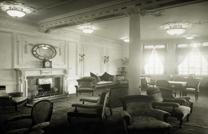 First class: reading and writing room The Titanic's tragic tale, The creation of a legend, Building the Titanic, The ship of dreams sets sail, A shocking near miss, Heading into history, First class: the grand staircase, First class: dining saloon, First class: a la carte restaurant, First class: Veranda café and Palm Court, First class: keeping fit, First class: the Turkish baths, First class: swimming pool, First class: smoking room, First class: reading and writing room, First class: staterooms, First class: the super-rich passengers, Second class: staterooms, Second class: elevators, Second class: facilities, Second class: promenade deck chairs, Steerage: staterooms, Steerage: dining room, Steerage: smoking room, SS Mesaba sends a warning, "Iceberg right ahead", Extreme peril, To the lifeboats, The final plunge, Carpathia to the rescue, Survivors on the Carpathia, The iceberg that sank the Titanic?, Everyone saved?, The rescue ships, What happened to the crew?, Captain E.J Smith, 'The greatest coward in history', The inquiries, Raise the Titanic?, Finding the ship, Exploring the wreck, Treasures from the seabed, Tragic search for Titanic wreck, Titanic's lost sister, Suite dreams, No more replica