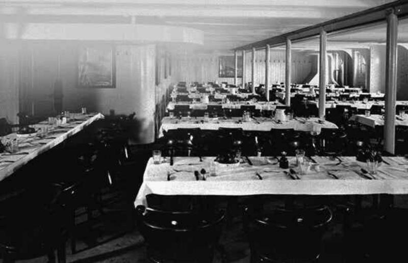 Steerage: dining room The Titanic's tragic tale, The creation of a legend, Building the Titanic, The ship of dreams sets sail, A shocking near miss, Heading into history, First class: the grand staircase, First class: dining saloon, First class: a la carte restaurant, First class: Veranda café and Palm Court, First class: keeping fit, First class: the Turkish baths, First class: swimming pool, First class: smoking room, First class: reading and writing room, First class: staterooms, First class: the super-rich passengers, Second class: staterooms, Second class: elevators, Second class: facilities, Second class: promenade deck chairs, Steerage: staterooms, Steerage: dining room, Steerage: smoking room, SS Mesaba sends a warning, "Iceberg right ahead", Extreme peril, To the lifeboats, The final plunge, Carpathia to the rescue, Survivors on the Carpathia, The iceberg that sank the Titanic?, Everyone saved?, The rescue ships, What happened to the crew?, Captain E.J Smith, 'The greatest coward in history', The inquiries, Raise the Titanic?, Finding the ship, Exploring the wreck, Treasures from the seabed, Tragic search for Titanic wreck, Titanic's lost sister, Suite dreams, No more replica