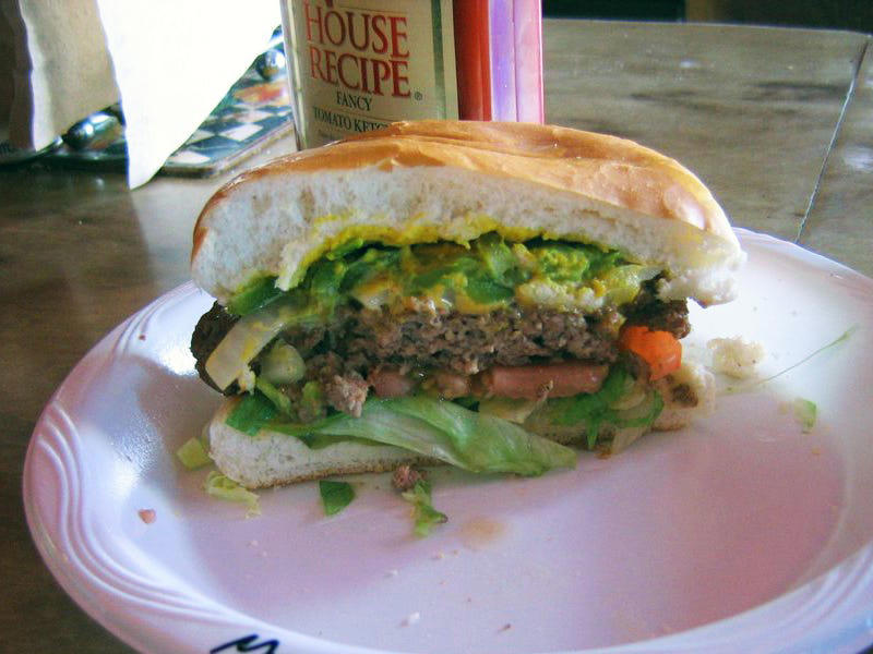 NEW MEXICO: A green chile cheeseburger. ALABAMA: A chicken sandwich with white barbecue sauce, ALASKA: A wild Alaskan salmon sandwich, ARIZONA: Frybread tacos, ARKANSAS: A deep-fried catfish sandwich, CALIFORNIA: An avocado club sandwich, COLORADO: A Denver sandwich, CONNECTICUT: A Connecticut hamburger, DELAWARE: A soft-shell fried crab sandwich, FLORIDA: A Cuban sandwich, GEORGIA: A fried chicken sandwich, HAWAII: A Kālua-style pork sandwich, ILLINOIS: A Horseshoe sandwich, INDIANA: A Hoosier sandwich, IOWA: A Tavern or "loose meat" sandwich, KANSAS: "Runza" or "bierocks", KENTUCKY: A Hot Brown sandwich, LOUISIANA: A po'boy, MARYLAND: A crab-cake sandwich, MASSACHUSETTS: A Fluffernutter, MICHIGAN: A corned beef sandwich, MINNESOTA: A Jucy Lucy, MISSISSIPPI: A pig-ear sandwich, MISSOURI: A Gerber sandwich, MONTANA: A PB&J with huckleberry jam, NEBRASKA: A Reuben, NEVADA: A Heart Attack Grill burger, NEW HAMPSHIRE: A fried ham and cheese Monte Cristo drizzled with syrup, NEW JERSEY: A Jersey breakfast sandwich, NEW MEXICO: A green chile cheeseburger, NORTH CAROLINA: A pulled-pork sandwich, NORTH DAKOTA: Smørbrød, OHIO: A Polish boy, OKLAHOMA: A chicken-fried steak sandwich, OREGON: A falafel pita, PENNSYLVANIA: A Philly cheesesteak, RHODE ISLAND: A Dynamite sandwich, SOUTH CAROLINA: A tuna melt, SOUTH DAKOTA: A walleye sandwich, TENNESSEE: A Fluffernutter, TEXAS: A brisket sandwich, UTAH: A pastrami burger, VERMONT: A Vermonter, VIRGINIA: A grilled ham and cheese, WASHINGTON: Bánh mì, WEST VIRGINIA: An apple and turkey sandwich, WISCONSIN: A sausage roll or brat bun, WYOMING: A bison meatball sandwich