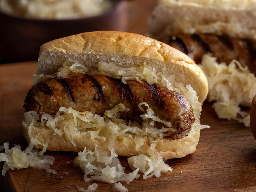 WISCONSIN: A sausage roll or brat bun ALABAMA: A chicken sandwich with white barbecue sauce, ALASKA: A wild Alaskan salmon sandwich, ARIZONA: Frybread tacos, ARKANSAS: A deep-fried catfish sandwich, CALIFORNIA: An avocado club sandwich, COLORADO: A Denver sandwich, CONNECTICUT: A Connecticut hamburger, DELAWARE: A soft-shell fried crab sandwich, FLORIDA: A Cuban sandwich, GEORGIA: A fried chicken sandwich, HAWAII: A Kālua-style pork sandwich, ILLINOIS: A Horseshoe sandwich, INDIANA: A Hoosier sandwich, IOWA: A Tavern or "loose meat" sandwich, KANSAS: "Runza" or "bierocks", KENTUCKY: A Hot Brown sandwich, LOUISIANA: A po'boy, MARYLAND: A crab-cake sandwich, MASSACHUSETTS: A Fluffernutter, MICHIGAN: A corned beef sandwich, MINNESOTA: A Jucy Lucy, MISSISSIPPI: A pig-ear sandwich, MISSOURI: A Gerber sandwich, MONTANA: A PB&J with huckleberry jam, NEBRASKA: A Reuben, NEVADA: A Heart Attack Grill burger, NEW HAMPSHIRE: A fried ham and cheese Monte Cristo drizzled with syrup, NEW JERSEY: A Jersey breakfast sandwich, NEW MEXICO: A green chile cheeseburger, NORTH CAROLINA: A pulled-pork sandwich, NORTH DAKOTA: Smørbrød, OHIO: A Polish boy, OKLAHOMA: A chicken-fried steak sandwich, OREGON: A falafel pita, PENNSYLVANIA: A Philly cheesesteak, RHODE ISLAND: A Dynamite sandwich, SOUTH CAROLINA: A tuna melt, SOUTH DAKOTA: A walleye sandwich, TENNESSEE: A Fluffernutter, TEXAS: A brisket sandwich, UTAH: A pastrami burger, VERMONT: A Vermonter, VIRGINIA: A grilled ham and cheese, WASHINGTON: Bánh mì, WEST VIRGINIA: An apple and turkey sandwich, WISCONSIN: A sausage roll or brat bun, WYOMING: A bison meatball sandwich