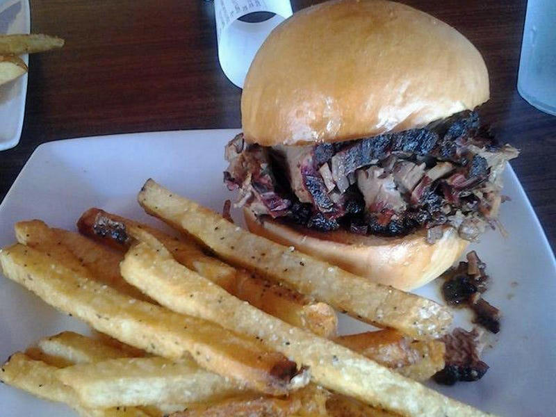 TEXAS: A brisket sandwich ALABAMA: A chicken sandwich with white barbecue sauce, ALASKA: A wild Alaskan salmon sandwich, ARIZONA: Frybread tacos, ARKANSAS: A deep-fried catfish sandwich, CALIFORNIA: An avocado club sandwich, COLORADO: A Denver sandwich, CONNECTICUT: A Connecticut hamburger, DELAWARE: A soft-shell fried crab sandwich, FLORIDA: A Cuban sandwich, GEORGIA: A fried chicken sandwich, HAWAII: A Kālua-style pork sandwich, ILLINOIS: A Horseshoe sandwich, INDIANA: A Hoosier sandwich, IOWA: A Tavern or "loose meat" sandwich, KANSAS: "Runza" or "bierocks", KENTUCKY: A Hot Brown sandwich, LOUISIANA: A po'boy, MARYLAND: A crab-cake sandwich, MASSACHUSETTS: A Fluffernutter, MICHIGAN: A corned beef sandwich, MINNESOTA: A Jucy Lucy, MISSISSIPPI: A pig-ear sandwich, MISSOURI: A Gerber sandwich, MONTANA: A PB&J with huckleberry jam, NEBRASKA: A Reuben, NEVADA: A Heart Attack Grill burger, NEW HAMPSHIRE: A fried ham and cheese Monte Cristo drizzled with syrup, NEW JERSEY: A Jersey breakfast sandwich, NEW MEXICO: A green chile cheeseburger, NORTH CAROLINA: A pulled-pork sandwich, NORTH DAKOTA: Smørbrød, OHIO: A Polish boy, OKLAHOMA: A chicken-fried steak sandwich, OREGON: A falafel pita, PENNSYLVANIA: A Philly cheesesteak, RHODE ISLAND: A Dynamite sandwich, SOUTH CAROLINA: A tuna melt, SOUTH DAKOTA: A walleye sandwich, TENNESSEE: A Fluffernutter, TEXAS: A brisket sandwich, UTAH: A pastrami burger, VERMONT: A Vermonter, VIRGINIA: A grilled ham and cheese, WASHINGTON: Bánh mì, WEST VIRGINIA: An apple and turkey sandwich, WISCONSIN: A sausage roll or brat bun, WYOMING: A bison meatball sandwich