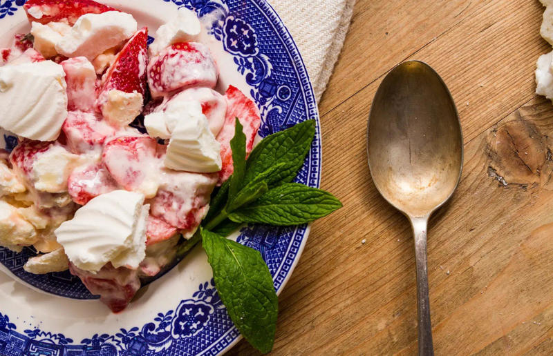 23. Eton mess, England, UK 61. Rigó Jancsi, Hungary, 60. Sorbet, various locations, 59. Sticky rice with mango, Thailand, 58. Ma’amoul, Egypt, 57. M’hanncha, Morocco, 56. Vermicelles, France, Italy and Switzerland, 55. Thapthim krop, Thailand, 54. S’mores, USA, 53. Dadar gulung, Indonesia, 52. Cannoli, Italy, 51. Crème caramel, France, 50. Rum cake, Caribbean, 49. Torrijas, Spain, 48. Malva pudding, South Africa, 47. Koeksister, South Africa, 46. Carlota de limón, Mexico, 45. Banoffee pie, England, UK, 44. Alfajores, South America, 43. Doughnuts, various locations, 42. Medovik, Russia, 41. Crumble, UK, 40. Lamington, Australia, 39. Bread and butter pudding, England, UK, 38. Profiteroles, France, 37. Galaktoboureko, various locations, 36. Gelato, Italy, 35. Churros, Spain and Portugal, 34. Gulab jamun, India, 33. Trifle, England, UK, 32. Snow ice, Taiwan, 31. Red velvet cake, USA, 30. Crêpes Suzette, France, 29. Bienenstich, Germany, 28. Chocolate soufflé, France, 27. Baked Alaska, USA, 26. Mooncakes, China, 25. Panna cotta, Italy, 24. Qatayef, Middle East, 23. Eton mess, England, UK, 22. Pecan pie, USA, 21. Pavlova, Australia or New Zealand, 20. Brownies, USA, 19. Rote grütze, Germany, 18. Tarte Tatin, France, 17. Kulfi, India, 16. Tiramisù, Italy, 15. Crème brûlée, France, 14. Frozen yogurt, USA, 13. Sticky toffee pudding, UK, 12. Black Forest gâteau, Germany, 11. Nanaimo bar, Canada, 10. Cendol, Southeast Asia, 9. Mochi, Japan, 8. Tres leches cake, Latin America, 7. Baklava, Türkiye, 6. Key lime pie, USA, 5. Chocolate mousse, France, 4. Apfelstrudel, Austria, 3. Apple pie, various locations, 2. Cheesecake, various locations