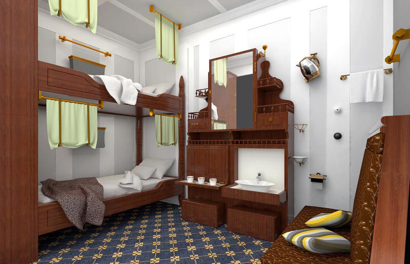 Comfortable second-class cabins Take a tour around the beautiful ill-fated ship, A world first, Who commissioned the Titanic?, Harland & Wolff, the Titanic shipbuilders, Who designed the Titanic?, A cross-section of the Titanic, A veritable city, Propulsion system, Titanic costs, Ready to launch, The crew of the Titanic, The passengers, A floating hotel, The grand staircase, Gilded details, Luxurious public rooms, Regal dining room, The Café Parisien, Three classes of accommodation, Luxury first-class suites, Ornate living spaces, Top-notch amenities, State-of-the-art swimming pool, Comfortable second-class cabins, Modest third-class cabins, Top-of-the-line technology, Safety features and failings, The fateful collision, 20 lifeboats, "We are going down”, What sank the Titanic?, A preventable tragedy, A lasting legacy